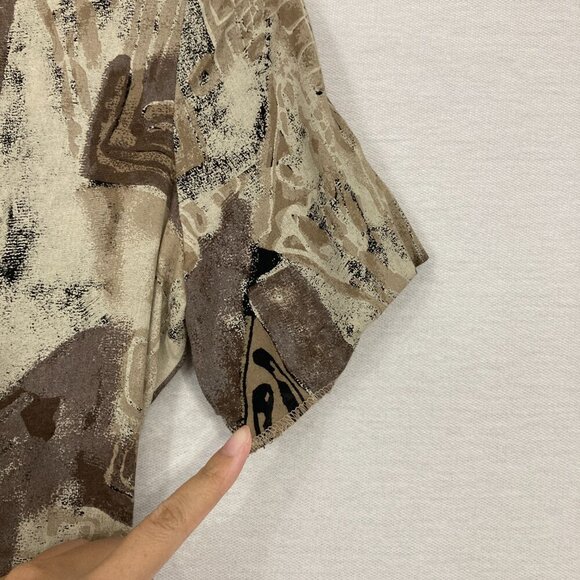 Vintage All that Jazz Brown Gray Abstract Artsy Soft Rayon Midi Dress Medium - Picture 13 of 13